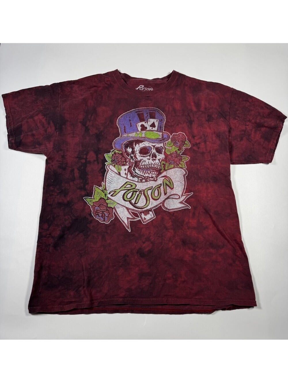 Poison Dragging The Cat Across America ’87 Tie Dye Skull T-Shirt XL